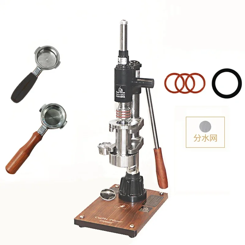 Máquina De Espresso Manual De Aço Inoxidável, Camping Cafeteira, Portafilter, Base De Madeira, Café Italiano Ao Ar Livre, 58mm