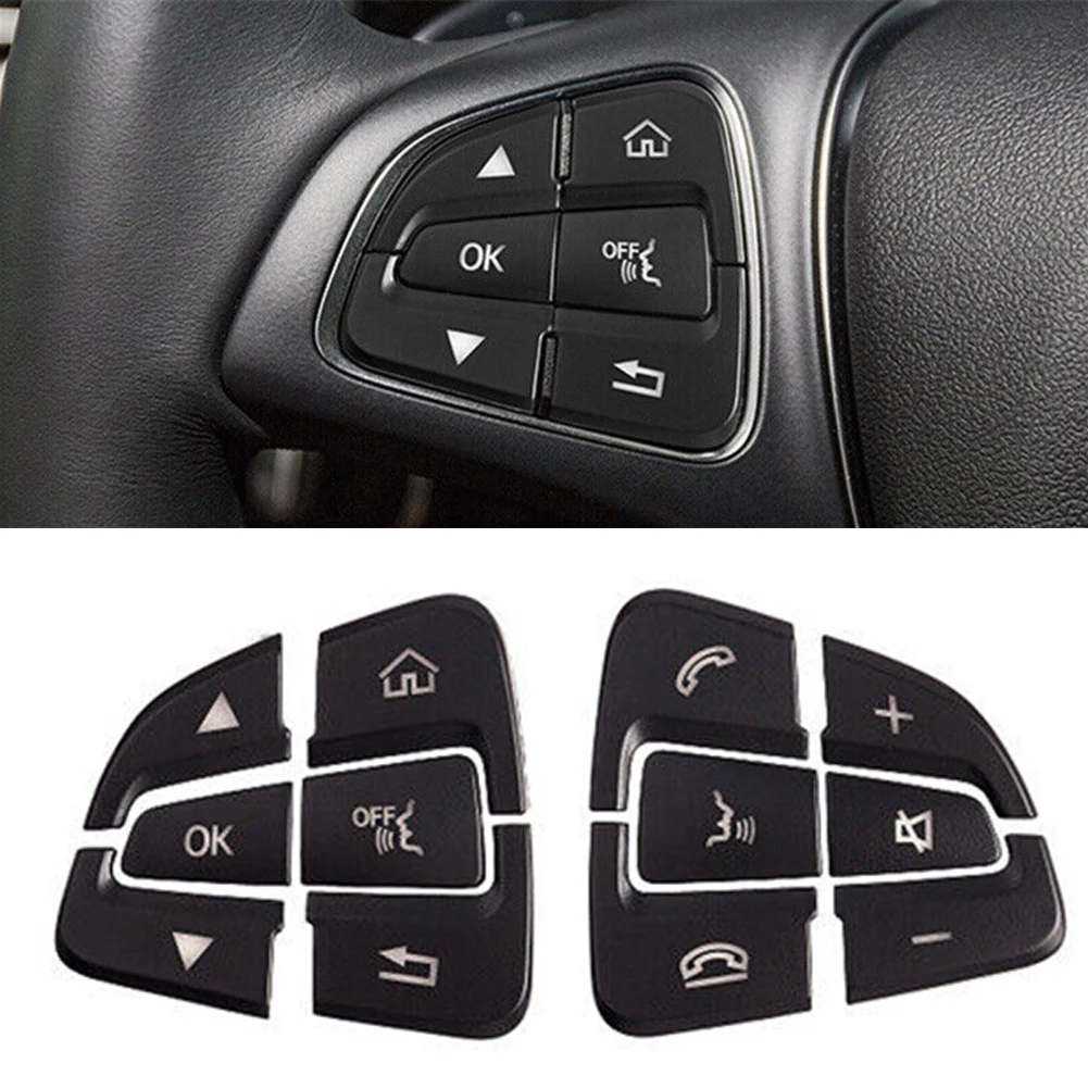 Enhance Your Driving Experience with Black ABS Steering Wheel Button Cover Sticker for Mercedes C W205 2015 2018 (12pcs)