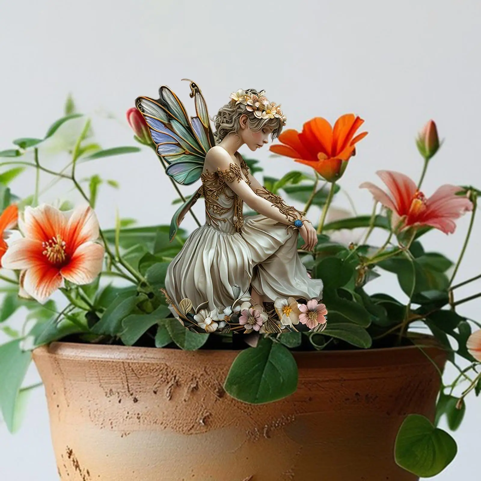 Decoração de vaso de planta de estaca de jardim de fada borboleta para bonsai interno e externo