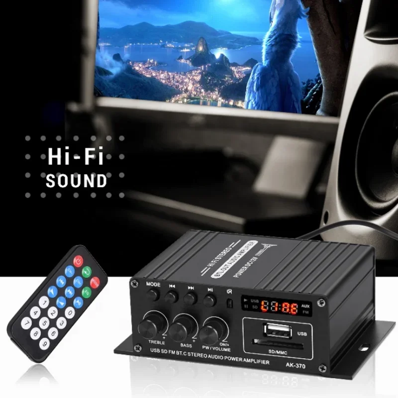 AK370 40 واط المنزل سيارة السلطة مكبر للصوت تيار مستمر 12 فولت 2 قناة BT 5.0 الصوت الرقمي مضخم صوت ستيريو Hifi السلطة مكبر للصوت AK-370