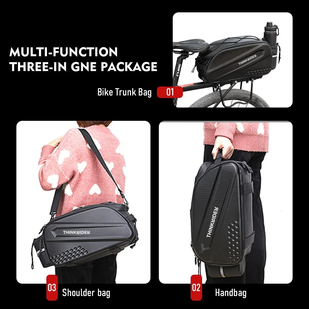 ThinkRider Bicycle Hard Shell Tear Hunch Bag,14L Large Capacity Hunch Bag,Anti-Splash Material,With Rain Cover