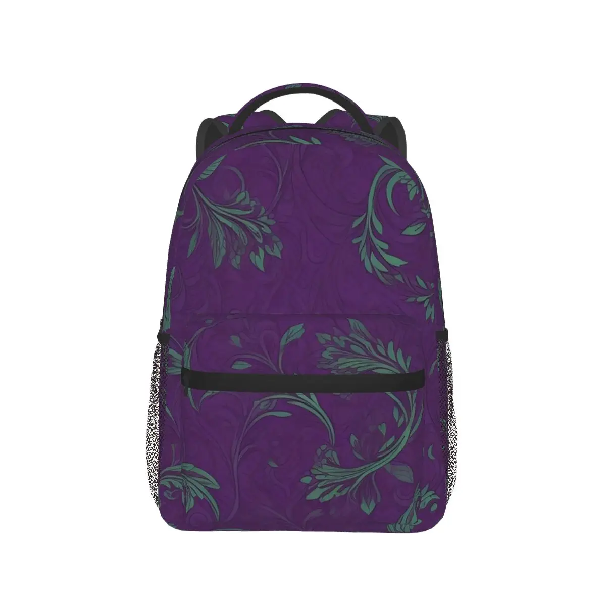 Enchanting Harmony Green And Purple Vector Pattern Backpack Hot Sale Daypack Large Capacity Kid BookBag School Bag Shoulder Bags