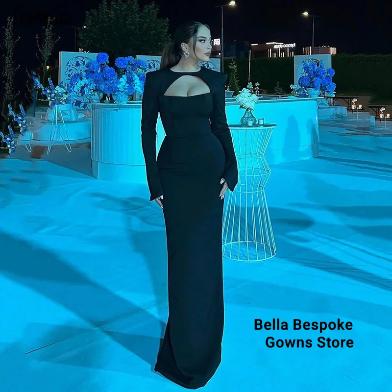 

Customized Mermaid Black Prom Dresses Arabia Long Sleeves Formal Evening Dresses Women Wedding Party Gowns vestidos de noche