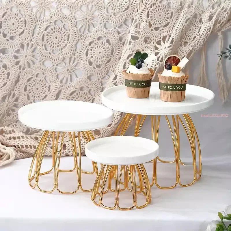 Wood High Feet Cake Stand Dim Sum Plate Ceramic Fruit Plate Dessert Plates Snack Tray Display Stand Bread Dish Refreshment Tray