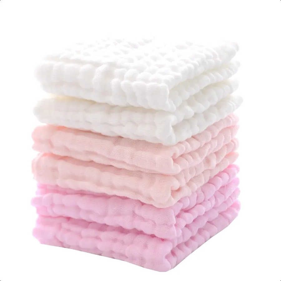 

Baby Washcloths and Burp Cloths Soft Absorbent Towels for Newborns 6 Pack 12x12 Inches Pink