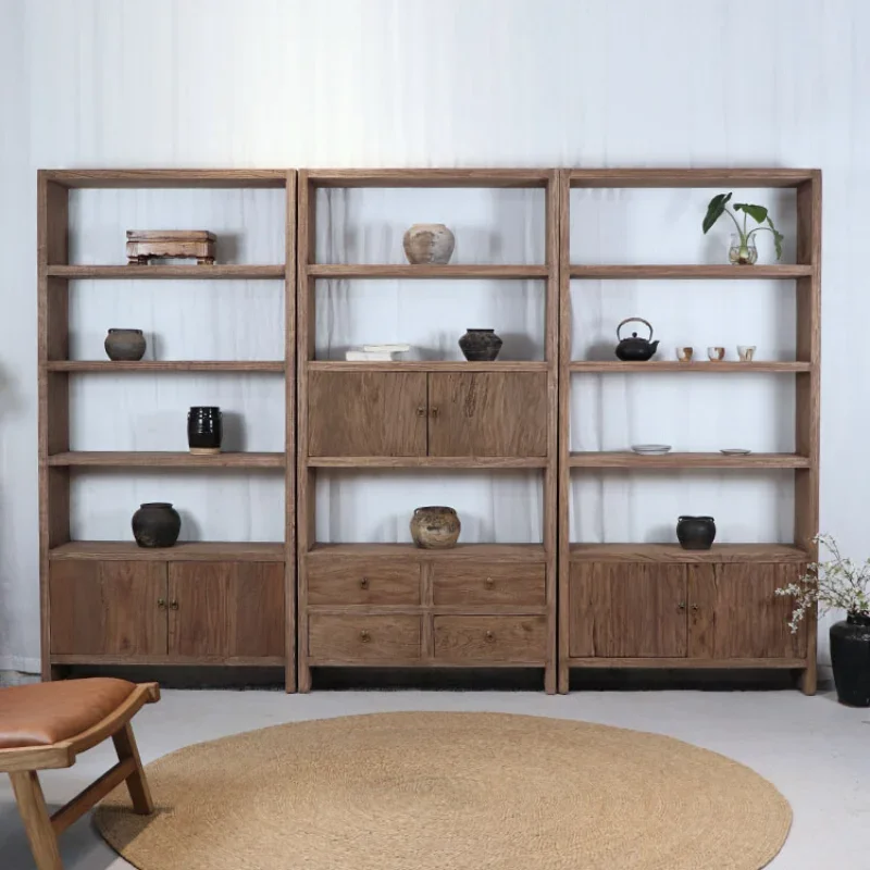 Display cabinet, wabi-sabi tea roomDuobao Pavilion,old wooden bookshelf.