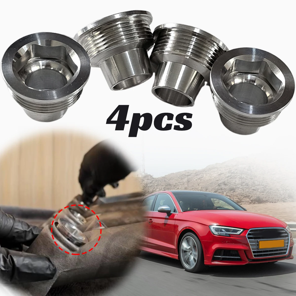 Fuel Injector Insert Set of 4 For Audi TT 1G A4 B6 B7 S3 8L Upgrade Aluminum Cup Seat 1.8T Small Port Heads Replacement Parts