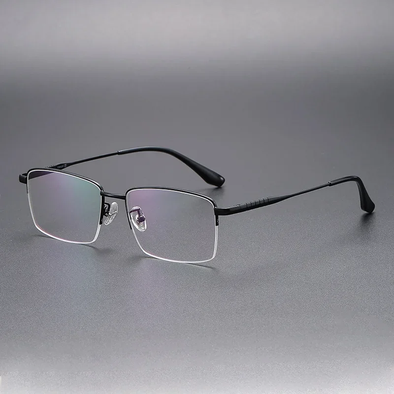 High Quality Titanium Frame Square Nearsighted Glasses For Men Semi-Rimless Shortsighted Prescription Eyewear Luxury Brand