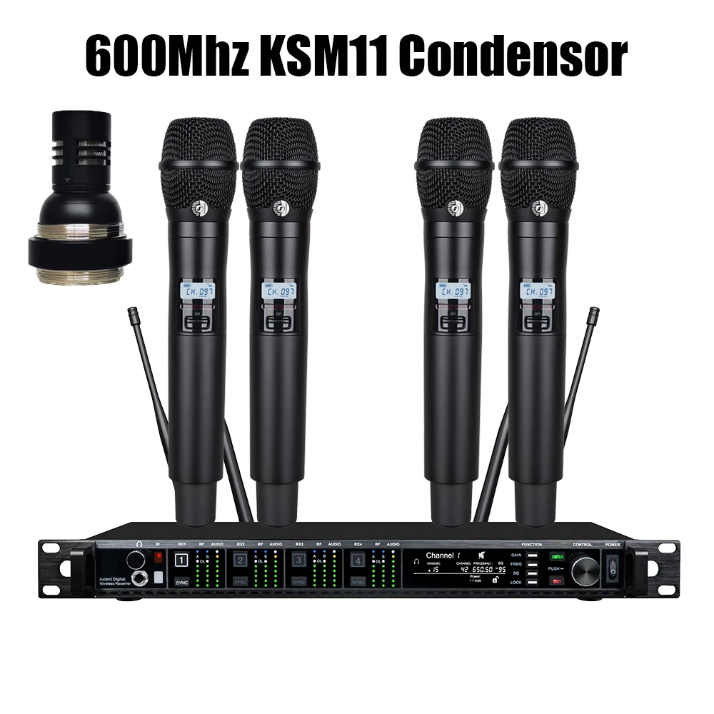 Leicozic AD4Q 4 Channel Wireless Microphone Professional Stage Microfone Condsensor KSM11 KSM9 BETA87A Capsule 500/600/900Mhz