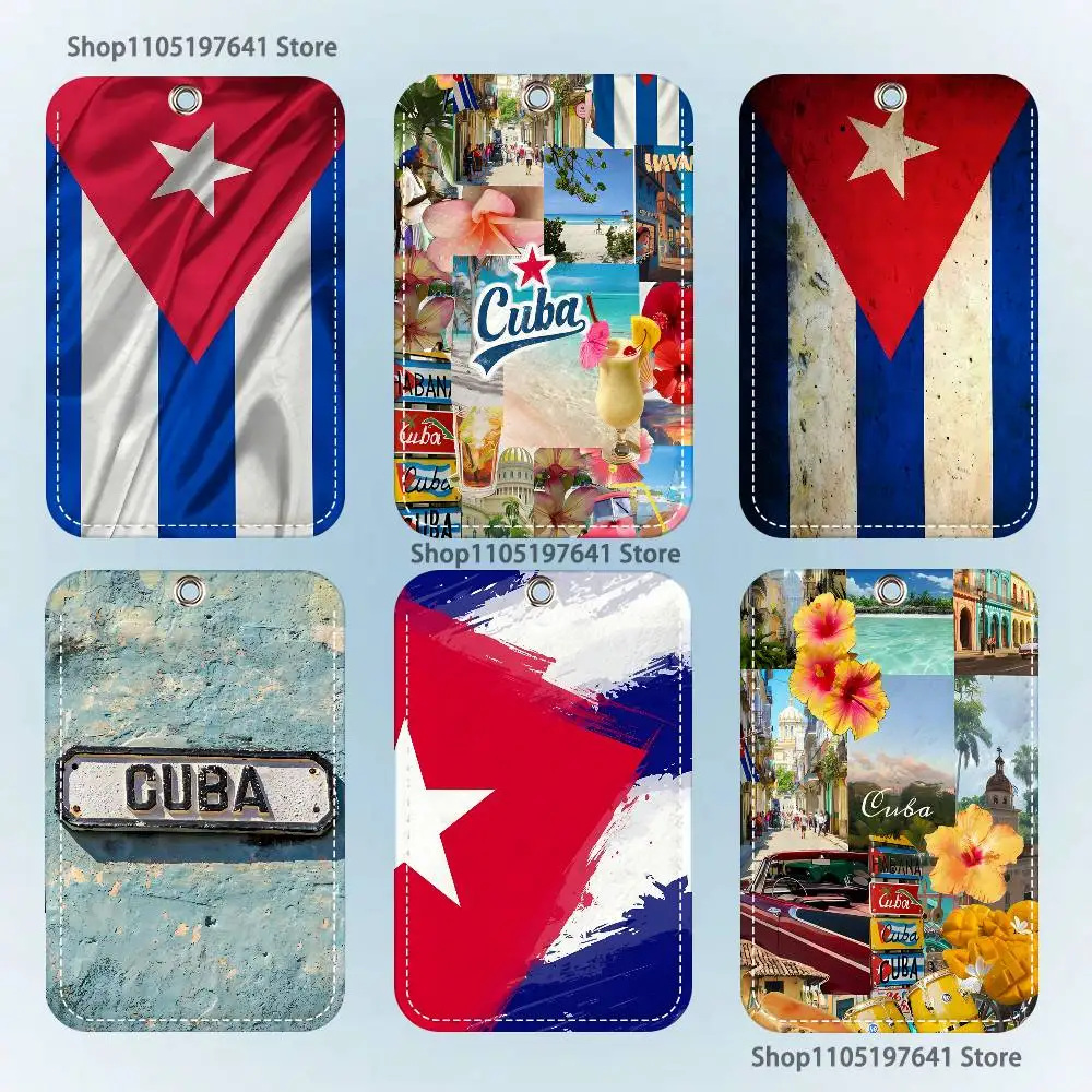 

Cuba Flag Aesthetic Holder Keychain For Bank Business Work Card Holder Student Card Protective Case Bus Card