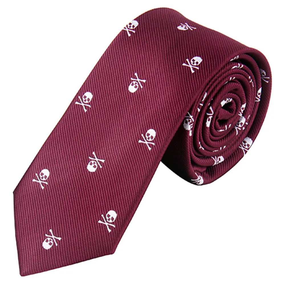 Mens Ties 1200PIN Silk 6cm/2.36'' Gothic Street Fashion Accessories Tie Black Blue Red Purple Skulls Necktie for Men Women