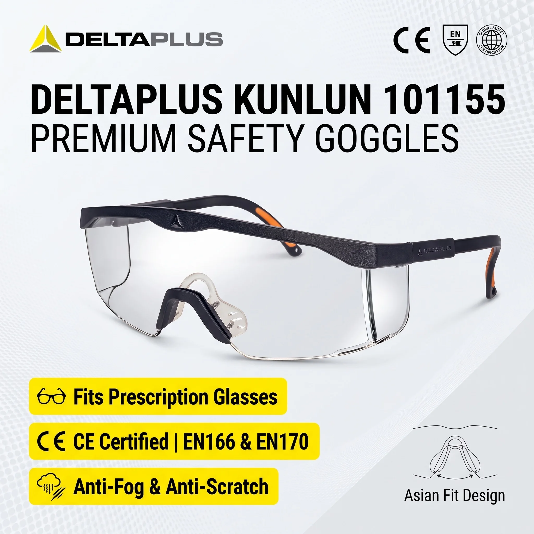Delta Plus Safety Glasses Clear Protective Eyewear Work Goggles Side Shields Scratchproof Anti Fog Lentes de Seguridad PPE