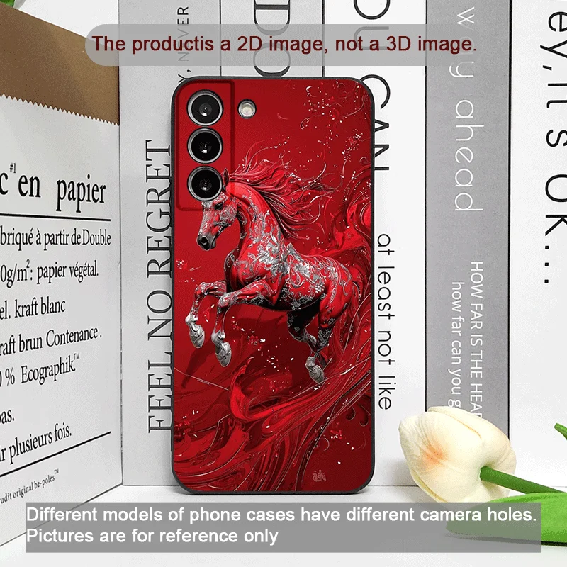 Moda estilo chinês cavalo vermelho impressão caso de telefone para samsung galaxy a56 a42 a14 a55 a16 a54 a36 a53 a52 a51 a50 a15 capas macias