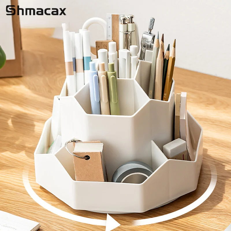 

Pencil Pen Holder For Desk, 9 Slots 360° Rotating Desk Organizers, Desktop Makeup Organizer Pencil Cup Pot For Kids Art