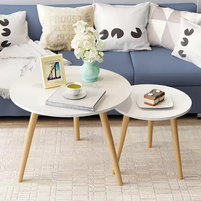 Factory Direct Dining Table Bedroom Living Room Simple Round  Coffee  Sofa Table Wooden Leg Round Coffee Table
