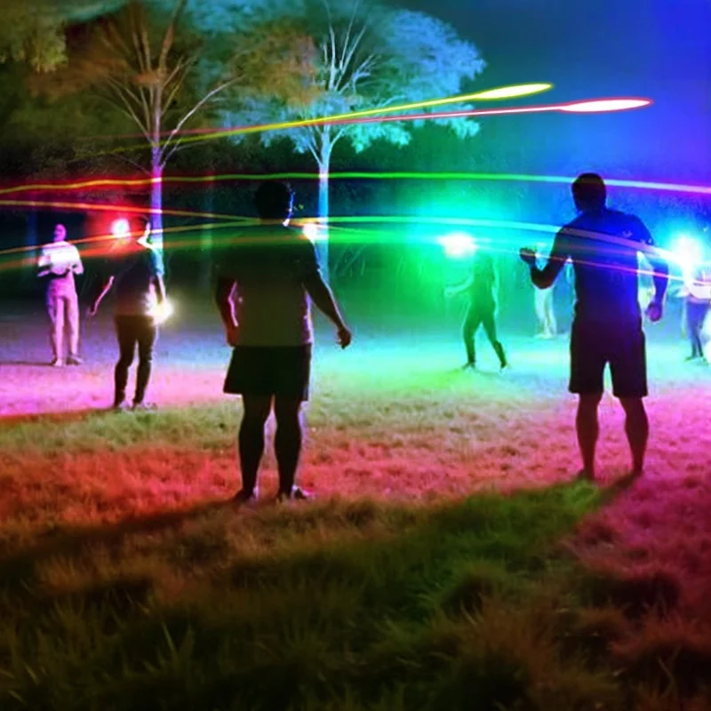 Kids Outdoor LED Flying Disc Toy Fun Creative Nighttime Colorful Light Flying Saucer Parent-child Interactive Sports Toys Gifts