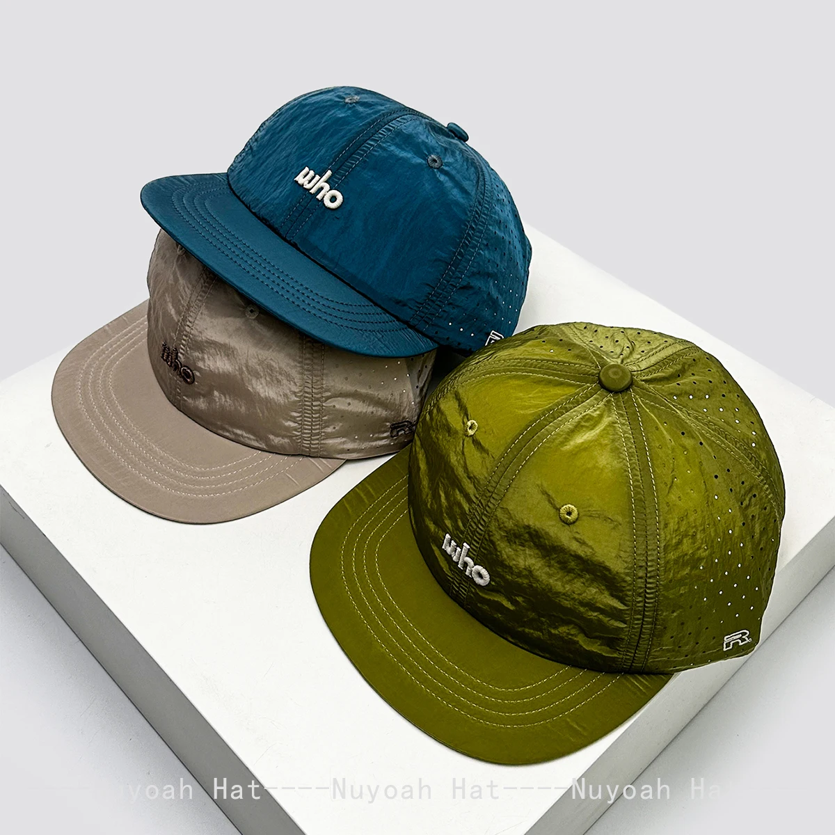 Casual Quick-dry Embroidered Who Letters Baseball Hats Breathable New Men Women Peaked Caps Mesh Sunshade Versatile Flat Eaves