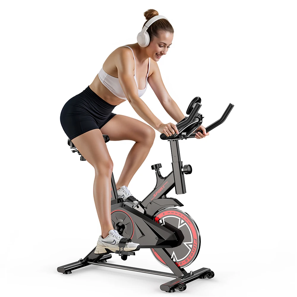 Indoor-Heimtrainer, 4 kg Schwungrad, leises Spinbike mit Riemenantrieb, einstellbarem Widerstand und LCD-Display für das Cardio-Training zu Hause