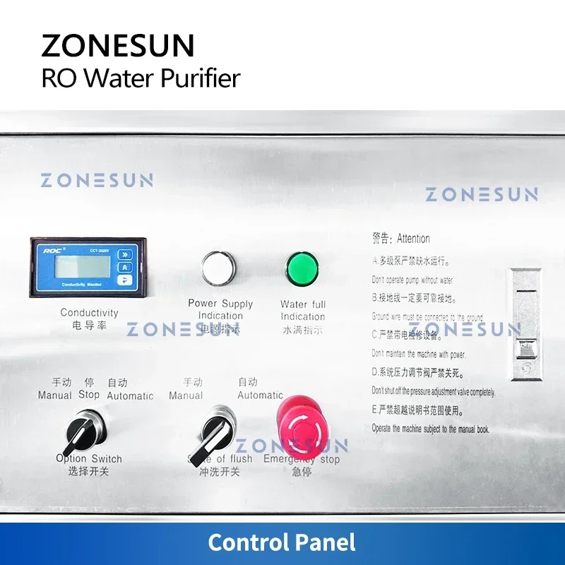 ZONESUN Drinking Water Purifier Reverse Osmosis System Filter Filtration RO Purification Water Treatment Machine ZS-WP500L