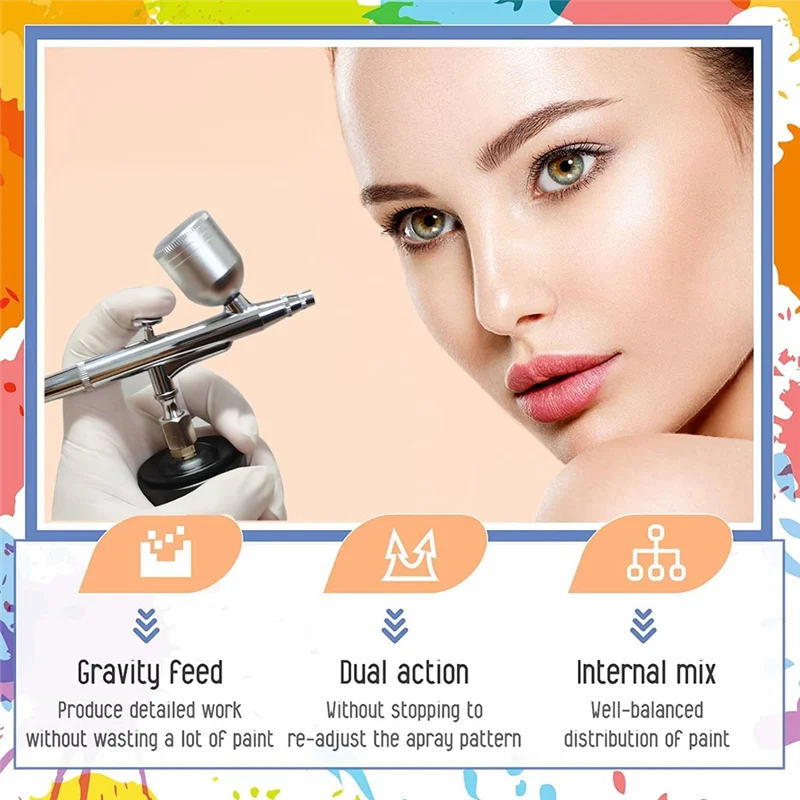

AA50-Airbrush Kit With Compressor,30PSI Cordless Airbrushgun Kit With Air Hose Rechargeable Handheld Airbrush Set For Cake