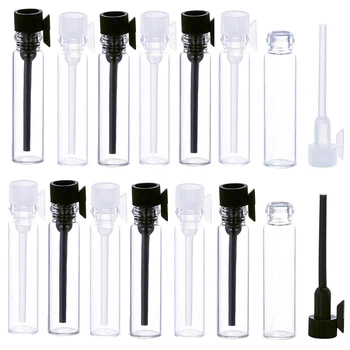50 Uds. Mini botellas de muestra pequeñas de Perfume de vidrio vacías de 1ml/2ml/3ml con tapa de varilla botella de prueba de tubo de prueba de fragancia líquida de laboratorio