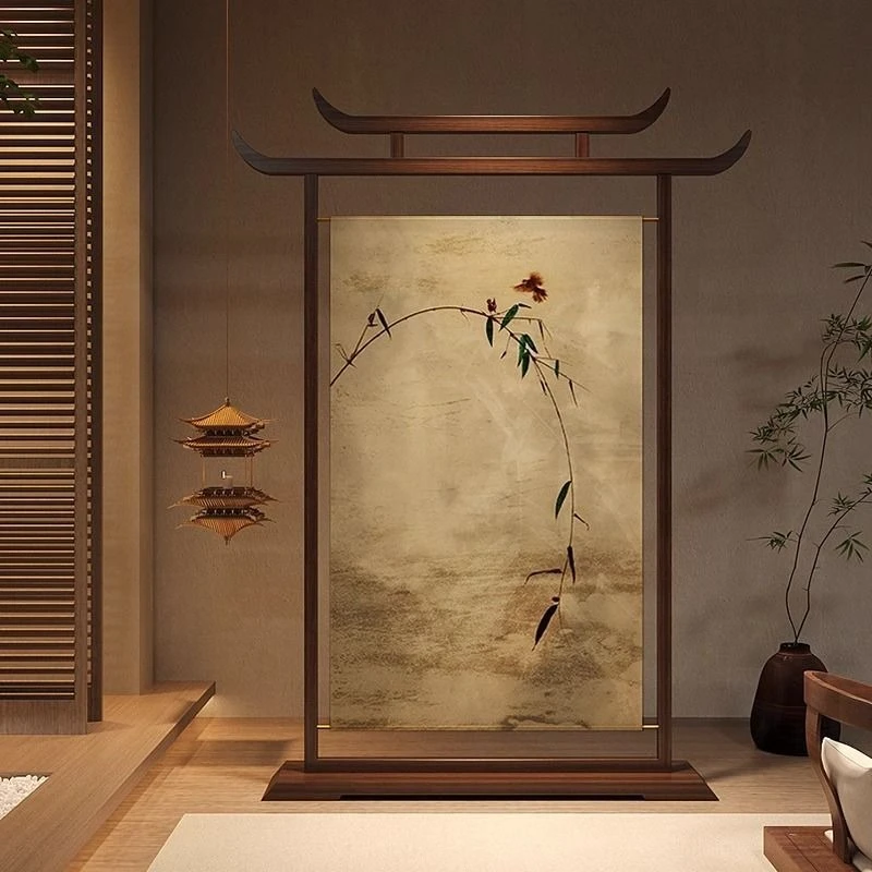 

Song style aesthetics new Chinese classical bamboo screen partition dining room
