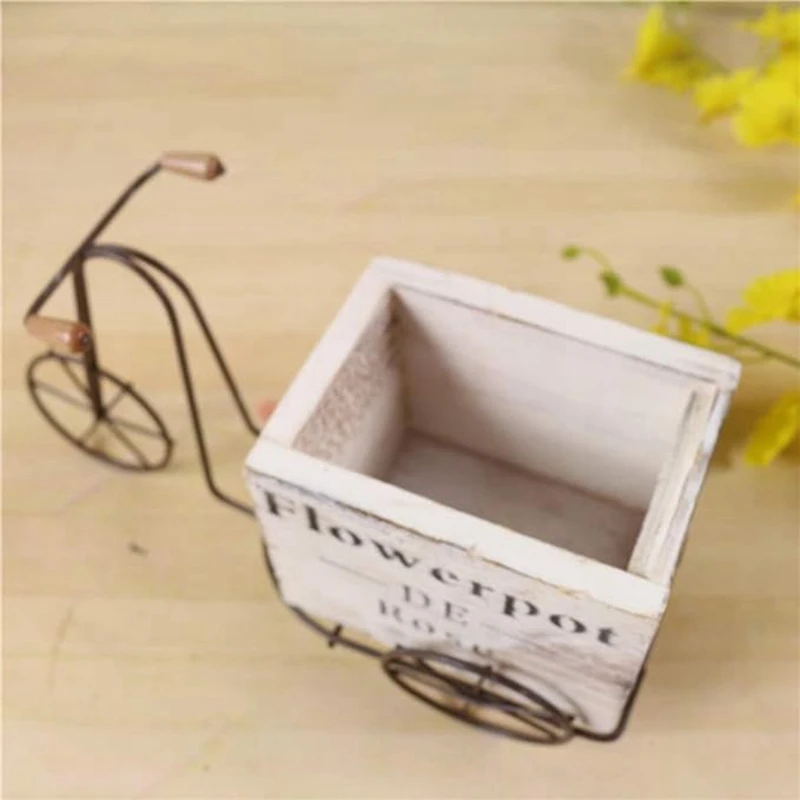 وعاء زهور خشبي عتيق على شكل دراجة ، زارع عصاري ، أصيص زهور فني من الحديد ، حامل زهور ، ديكور حديقة فناء منزلي ، حرف متينة