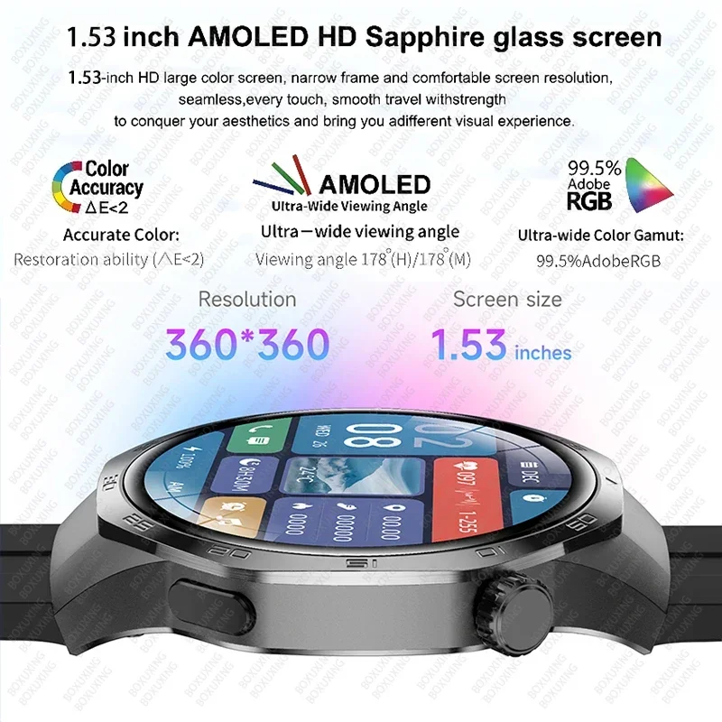 Jam Tangan Xiaomi untuk Jam Tangan Huawei GT5 Pro Jam Tangan Pintar HD Layar AMOLED NFC Pelacak GPS Panggilan Bluetooth Kesehatan Tahan Air Pria Wanita