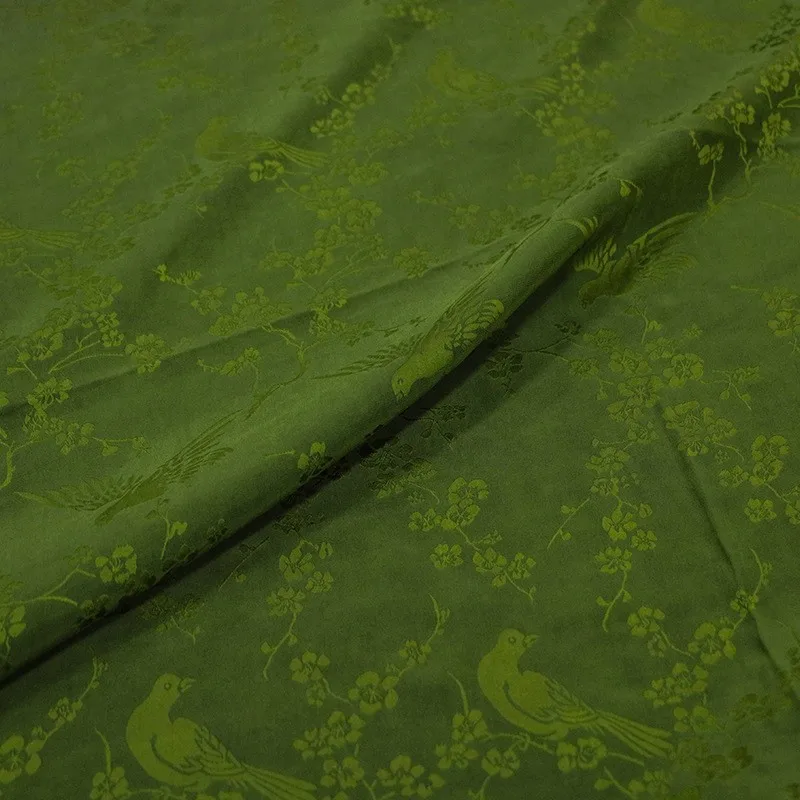 

Old material ramie silk real auspicious bird jacquard satin intangible cultural heritage Xiangyunsha fabric Hanfu clothing