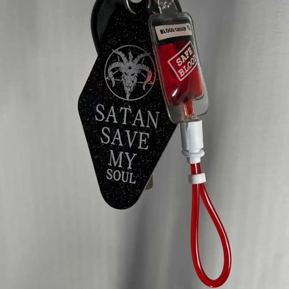 Type A B O AB Plasma Blood Bag Keychain PVC Bag Charm Mobile Phone Straps Fashion Unique Halloween Blood Pendant