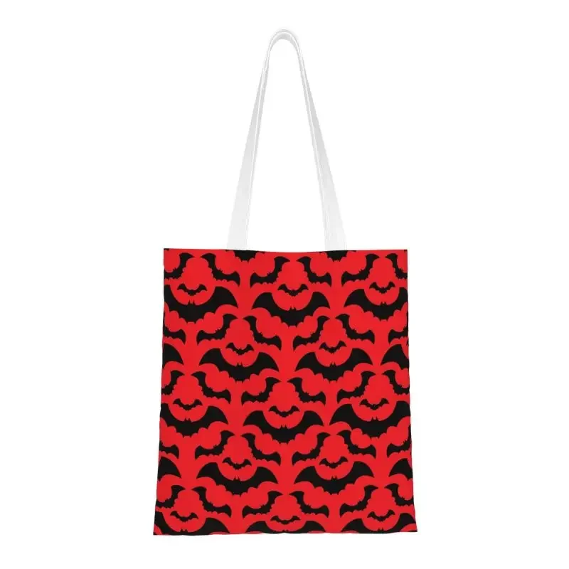 

Cute Gothic Witch Bats Pattern Shopping Tote Bags Recycling Ghost Halloween Canvas Grocery Shoulder Shopper Bag