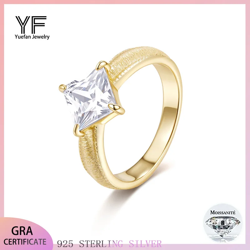 

S925 Silver Moissanite Ring Certified GRA VVS1 Princess Cut Engagement Wedding Party Ladies' Ring