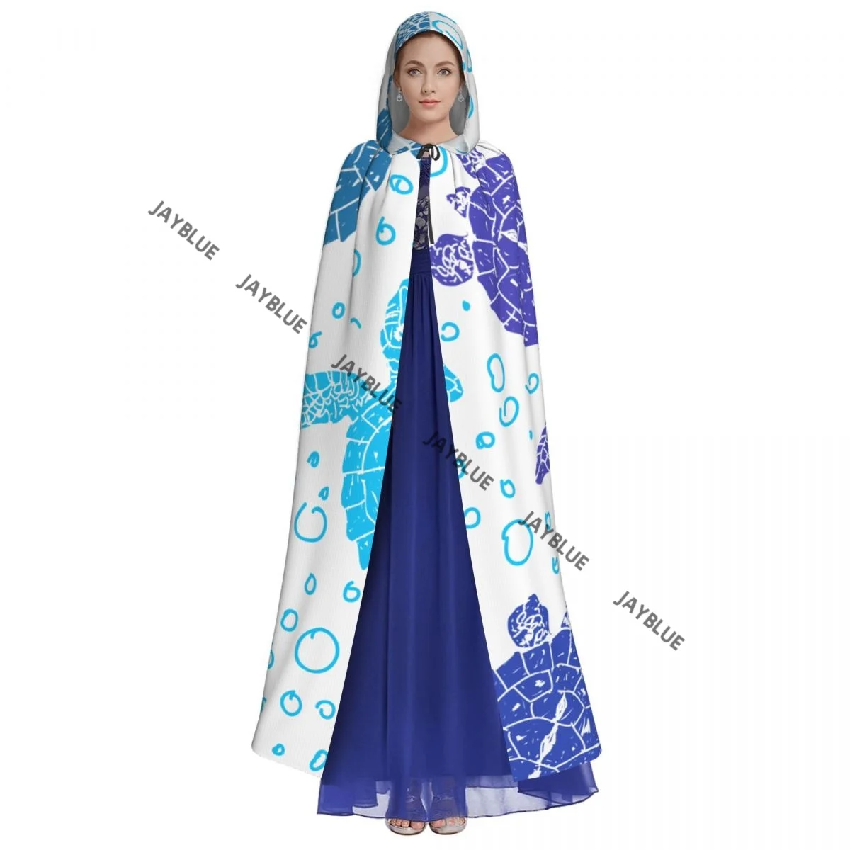 Hooded Cloak Unisex Cloak with Hood Blue Sea Turtles Cloak Vampire Witch Cape Cosplay Costume - view 2