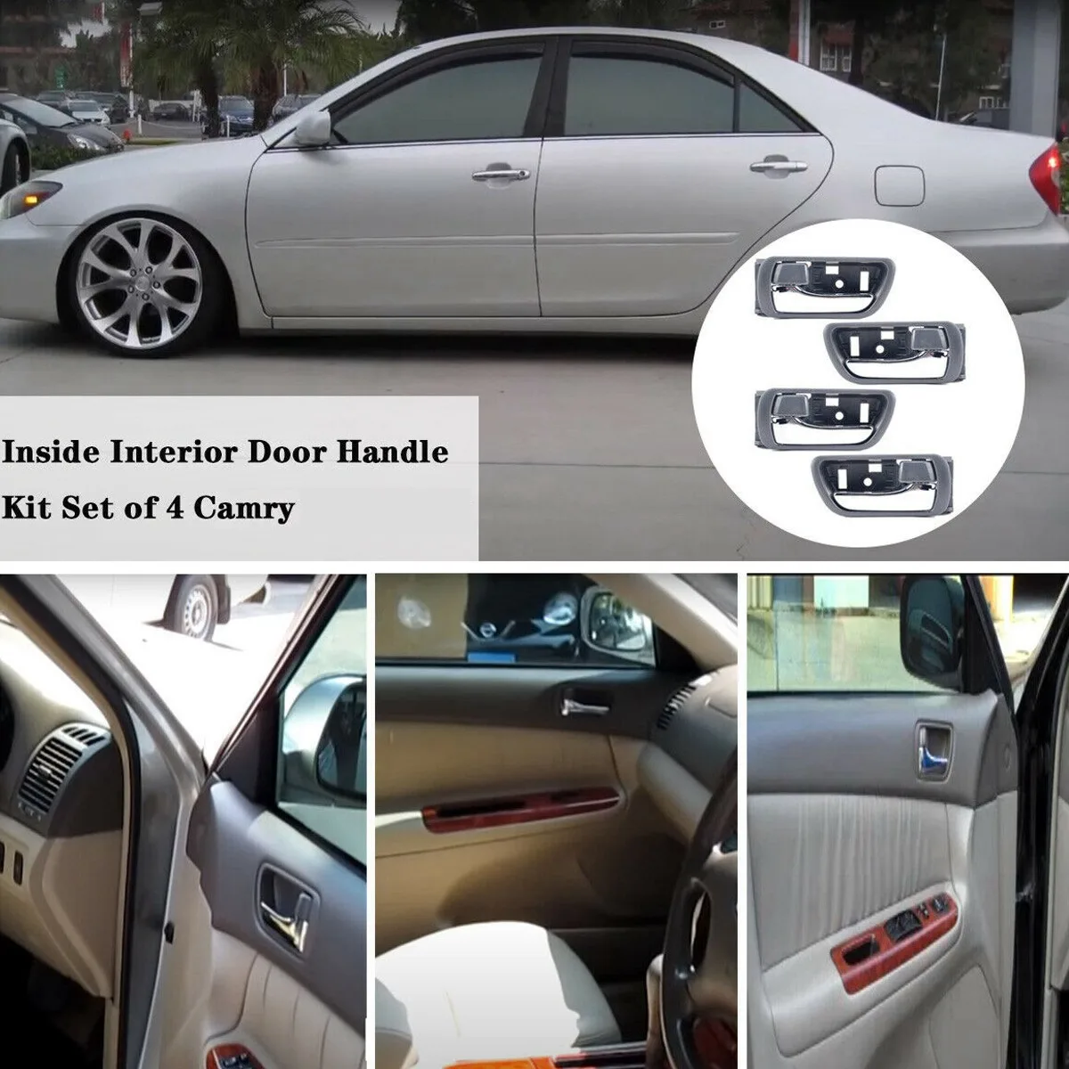 NEW-4 قطعة الداخلية الداخلية داخل مقبض الباب كروم لتويوتا كامري CV36 2002-2006 69206-33030LH 69205-33040RH