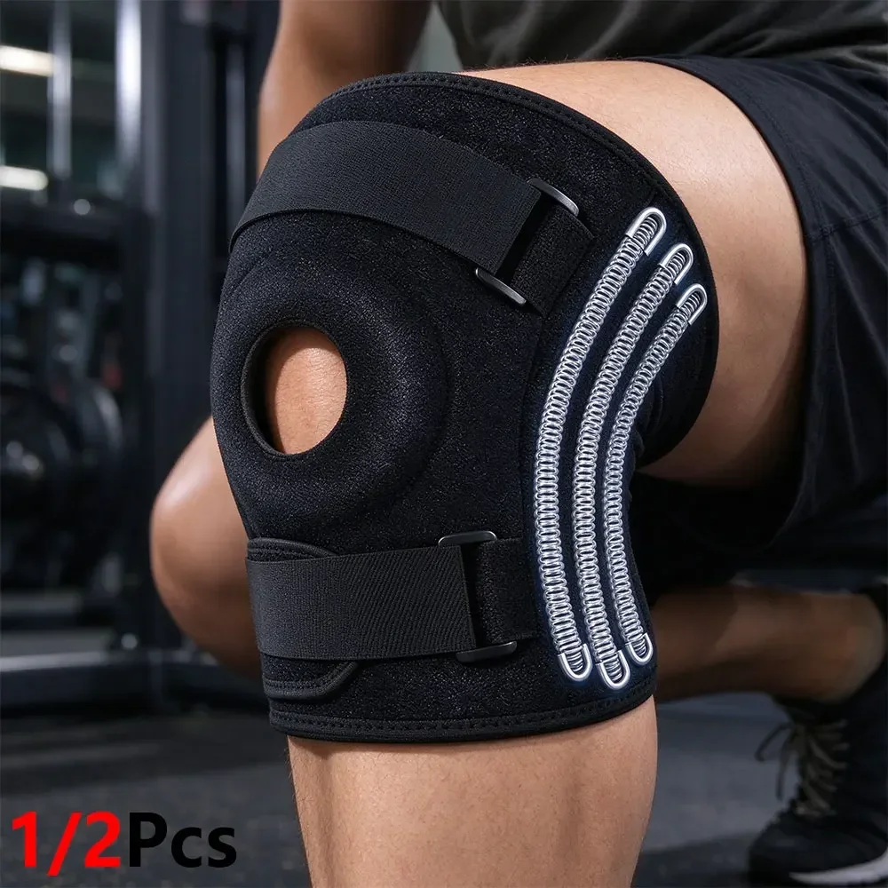 1/2Pcs XL-8XL Oversized Knee Support Brace, Open Patella Neoprene Knee Brace with 6 Memory Springs, Anti-slip for Heavy People