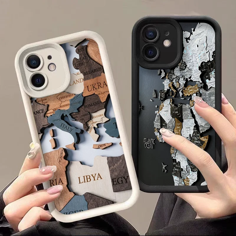 الإبداعية خريطة العالم لغز مطبوعة جراب هاتف ل Xiaomi Redmi ملاحظة 14 13 12 11 10 برو زائد 8 9 12 S 11T K60 5G لينة غطاء Fundas #3