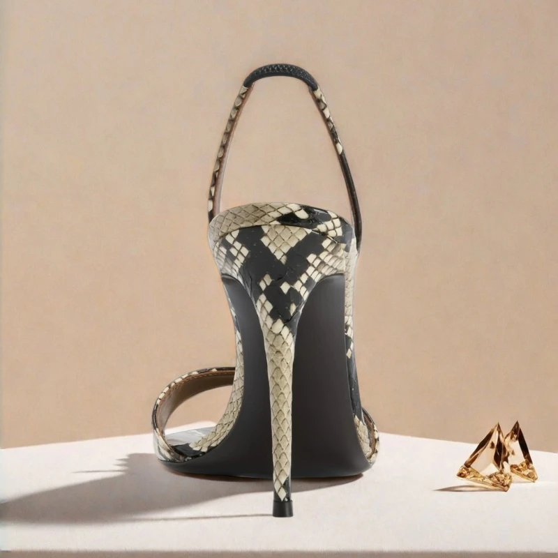 Yuejinlong Sexy Snakeskin Print High Heels Open Toe Stiletto Sandals Retro Fashion Python Party Dress Shoes Summer New 2026 view 4