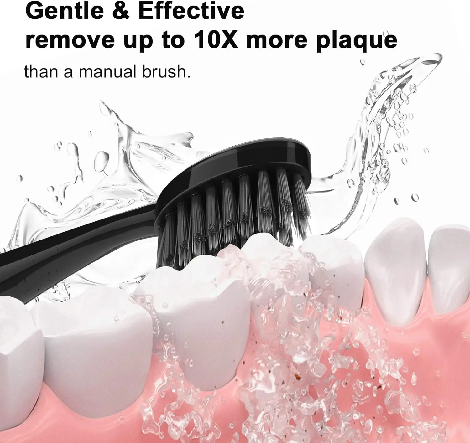 10pcs Replacement Brush Heads for Original Burst Pro Sonic Electric Toothbrush Soft Charcoal Bristles Refill with Dust Cover Cap