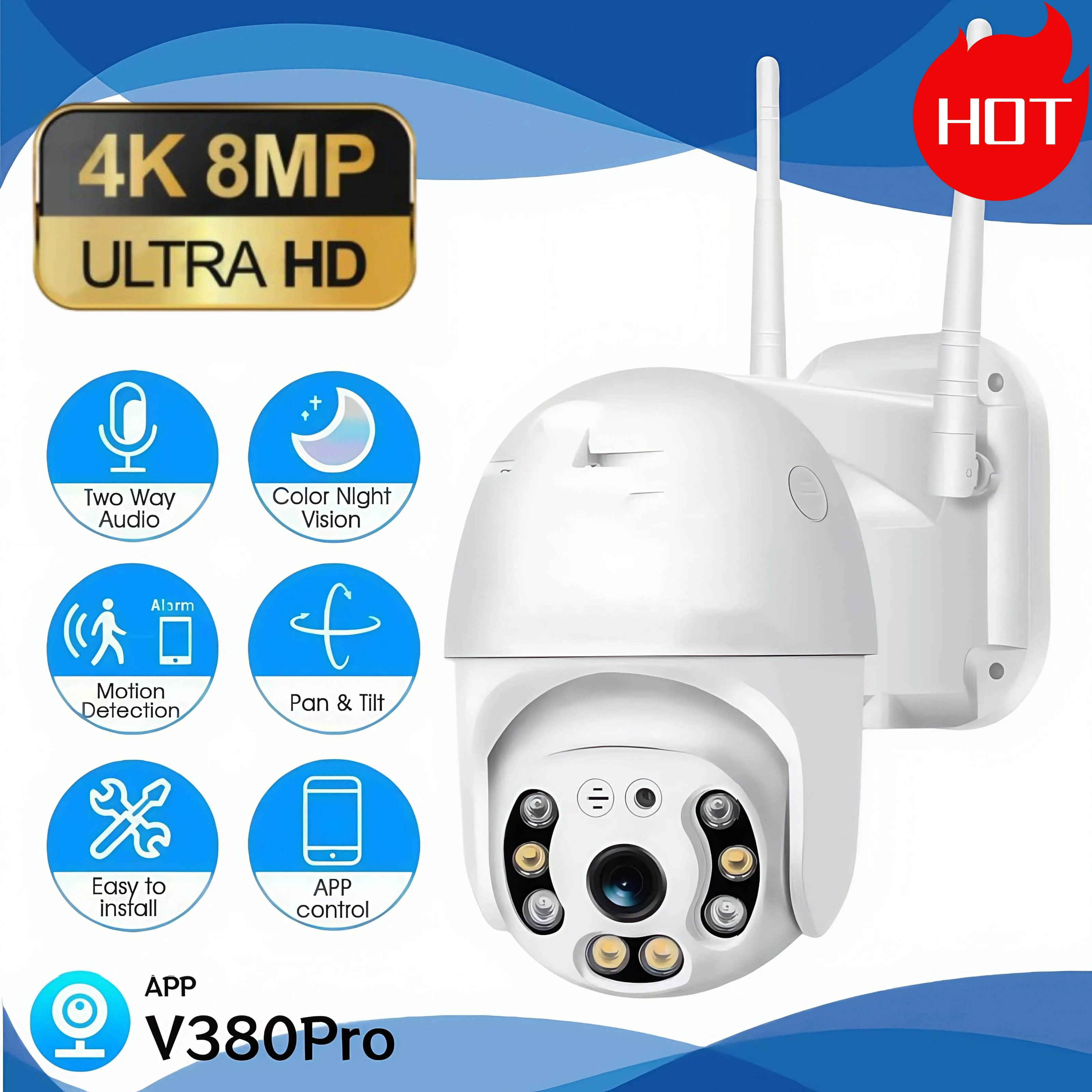 

V380 pro 8MP 4K 4G Camera Outdoor Home Security IP Smart Monitor Video Surveillance Camera Full Color Night Vision CCTV