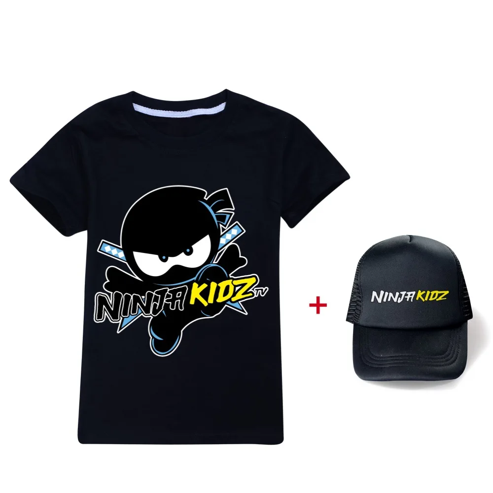 New NINJA KIDZ Kids Clothes Boys Girls Cotton Short Sleeve T-shirts Children Fashion Clothing Summer Tops Casual Tees And Sunhat