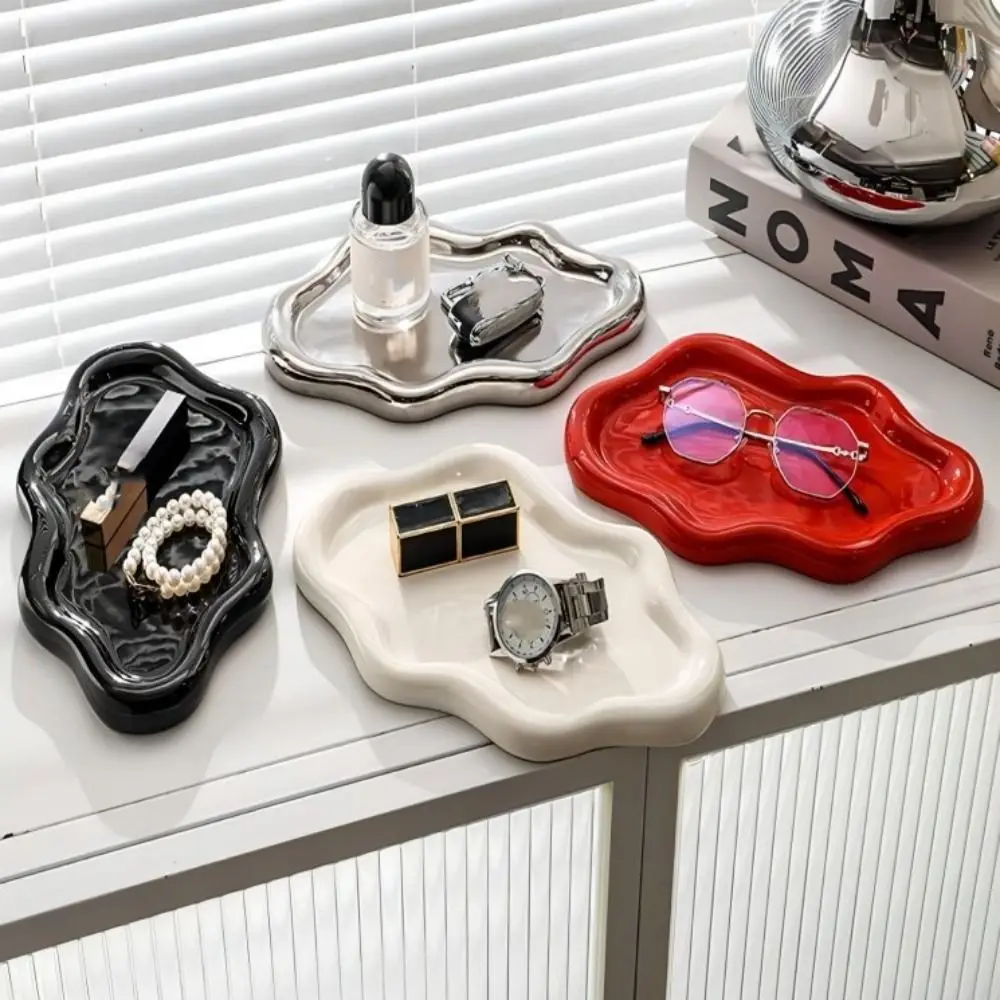 ترتيب العطور علبة مجوهرات سحابة السيراميك تصفيح مجوهرات أنيقة عرض طبق أنيق حلية صينية مفتاح حامل