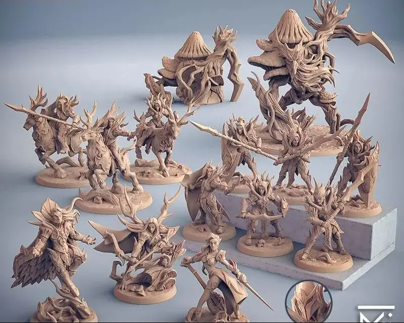 

Unpainted Resin Model Miniatures Ancient Forest Wood Knight Elf dnd Board Game Wargames Garage Kit Chess (with base)