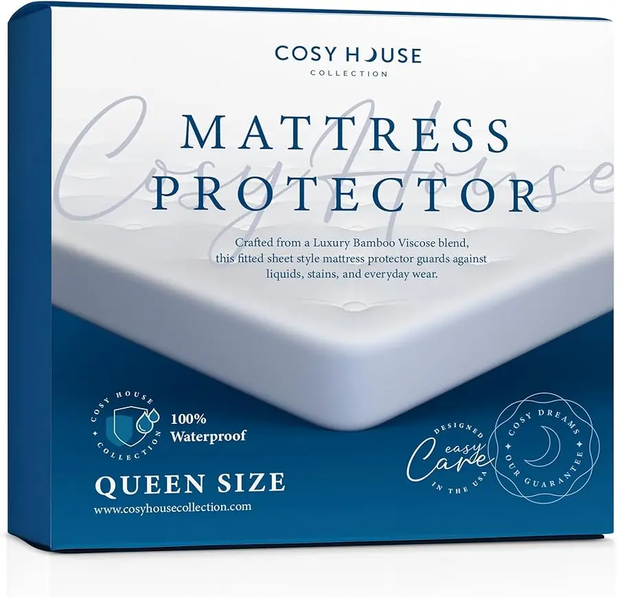 

Luxury Mattress Protector - Blend of Rayon Deri ed from Bamboo - Master Bedroom Essentials - Ultra Soft Comfort, Stays Cool & Qu