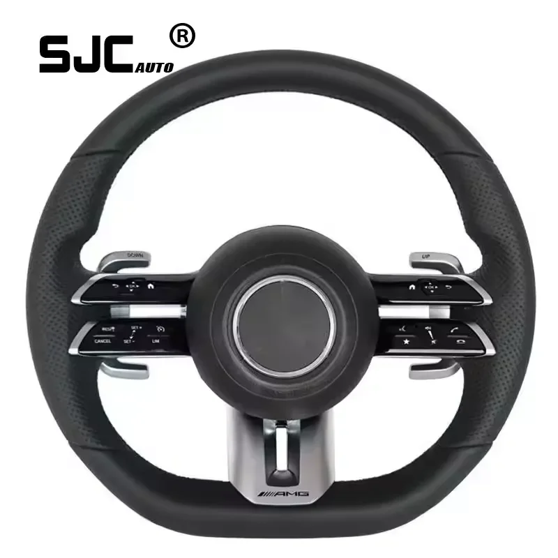 High Quality Basic model full Leather Half Perforated Steering Wheel for Mercedes  AMG W211 W212 W213 W204 W205 W447