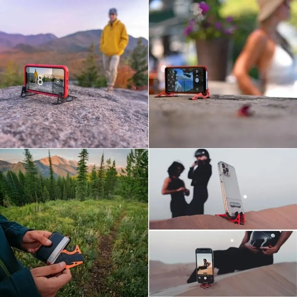 Dompet ponsel kartu portabel hitam, Aksesori Meja dapat dilepas dapat dilipat, kartu lipat, dudukan ponsel plastik