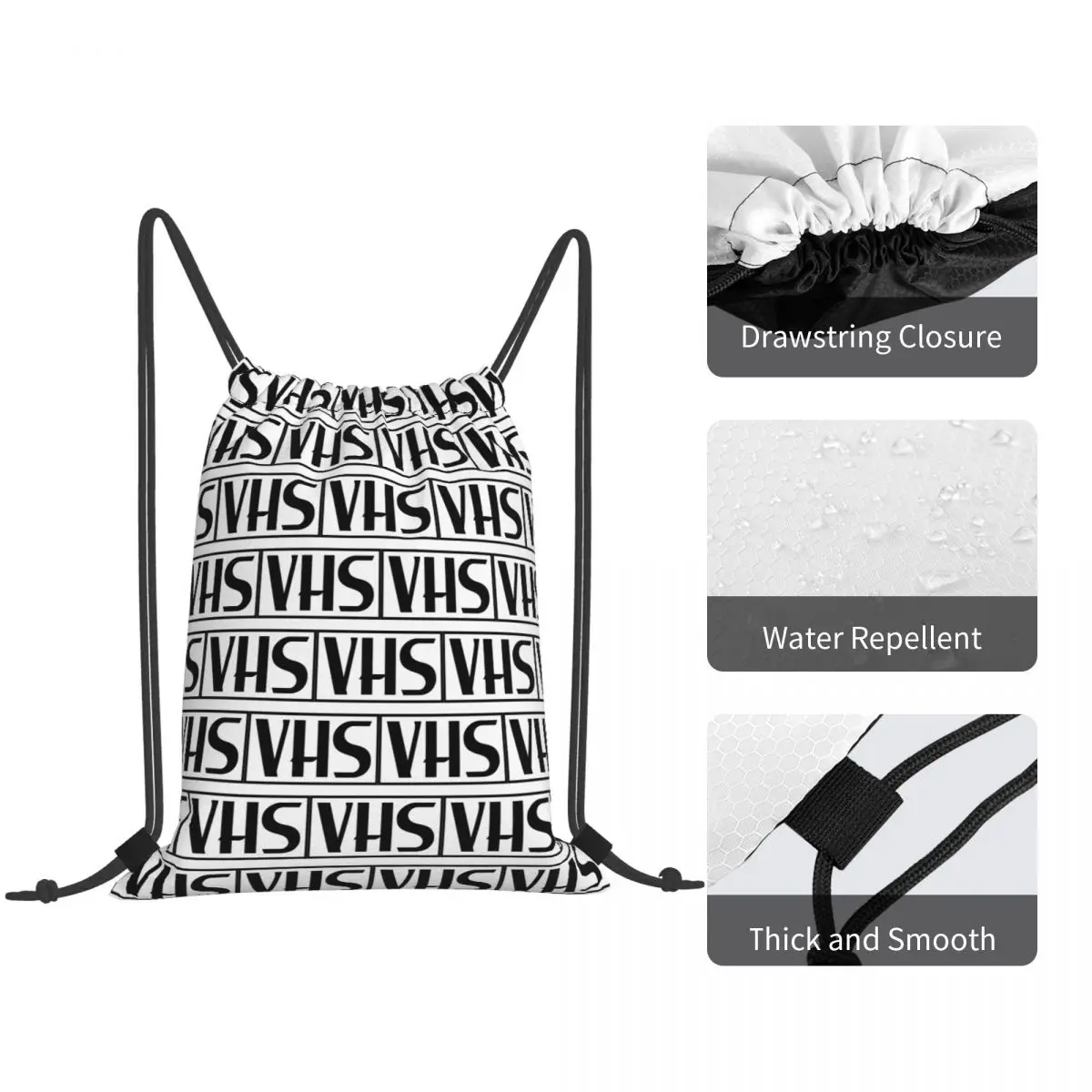Vhs Logo Merchandise Backpacks Multi-function Drawstring Bags Sports Bag Book Bags for Man Woman Students