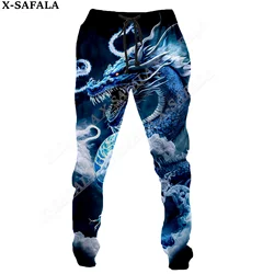 Pantalones de chándal Y2k con estampado 3D de dragón para hombre, Joggers largos informales con cordón, ropa de calle para primavera y otoño