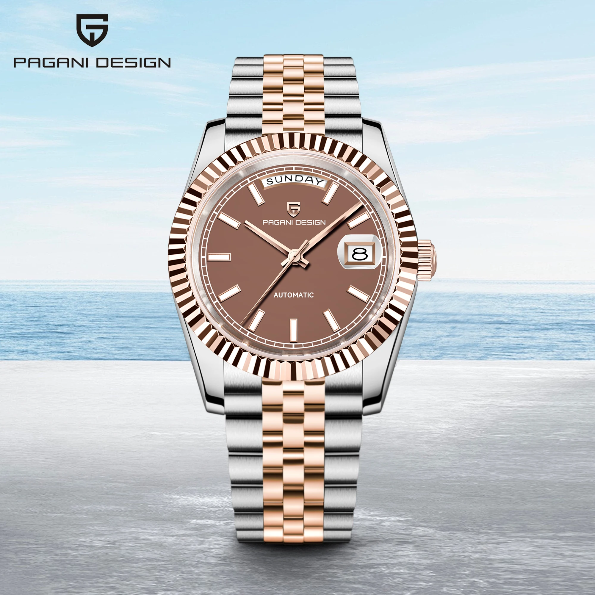 باجاني ديزاين DD36 ساعات رجالية ساعة ميكانيكية ذهبية وردية أوتوماتيكية فاخرة 2025 AR الياقوت مرآة ساعة اليد هدايا رجل الساعات