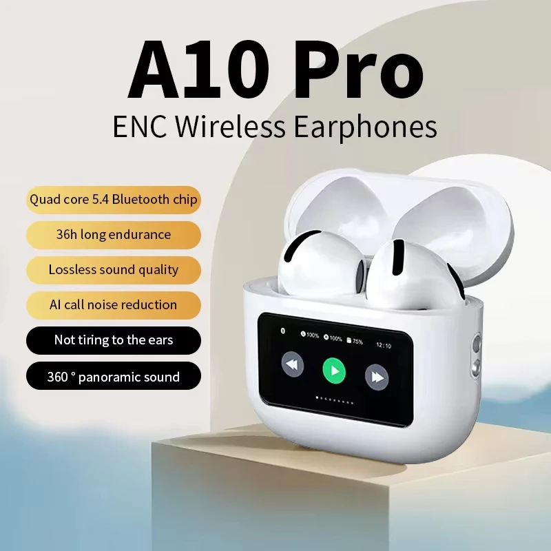 

True Wireless Earphones A10 Pro Bluetooth5.4 Headphones Noise Cancelling Sports Earbuds Touch Control TWS Headset With Mic