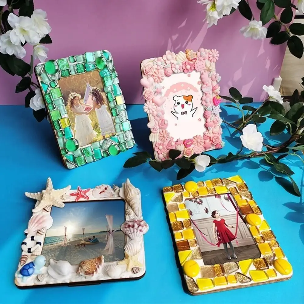 Art Puzzle Holder DIY Blank Clay Frames Desktop Ornament Painting Drawing Wooden Photo Holders Multi Size DIY Handcraft